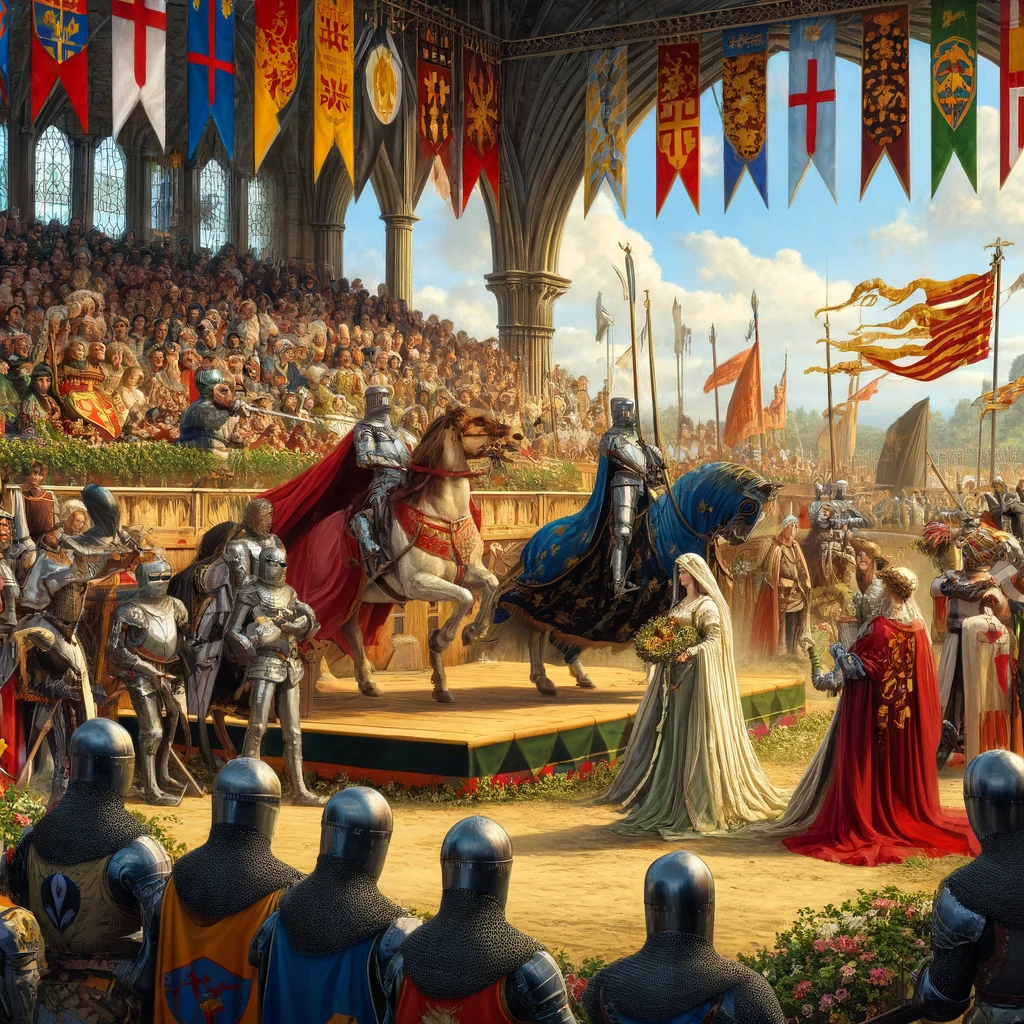 medieval scene depicting a grand tournament